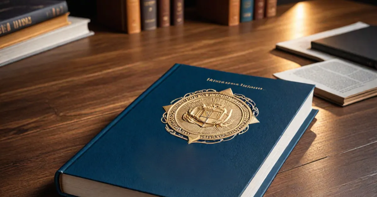 Book cover with books and newspaper surrounding it